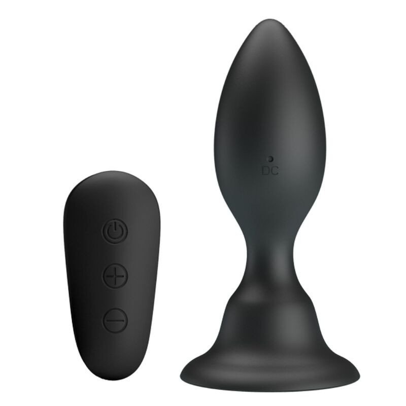MR PLAY - Tapón anal con vibración y control remoto, color negro