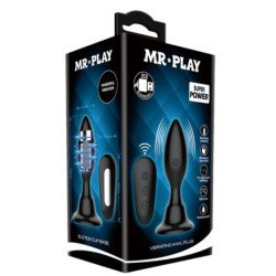 MR PLAY - Tapón anal con vibración y control remoto, color negro
