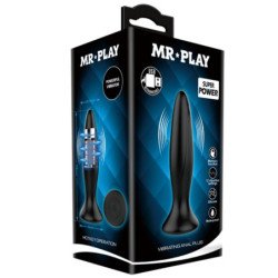 MR PLAY - VIBRADOR RECARGABLE NEGRO CON TAPÓN ANAL