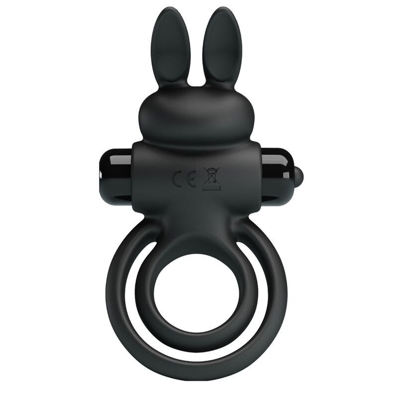 PRETTY LOVE - VIBRADOR III ANILLO DE CONEJO PARA PENE NEGRO