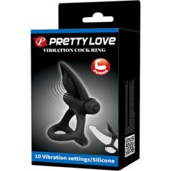 PRETTY LOVE - ANILLO VIBRATORIO 10 VIBRACIONES SILICONA NEGRA