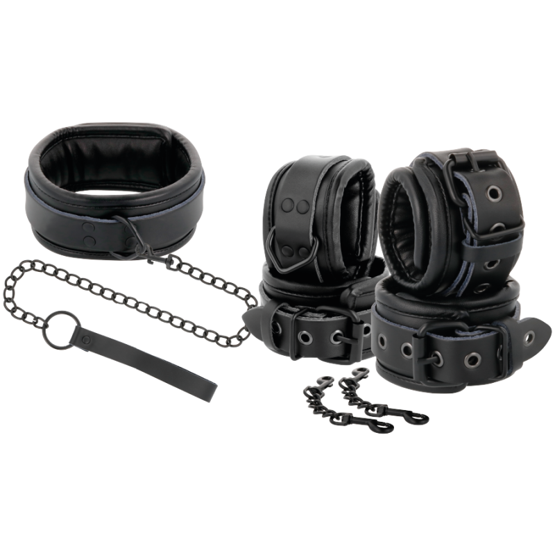 DARKEST - ESPOSAS Y COLLAR DE CUERO NEGRO