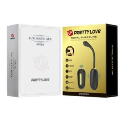 PRETTY LOVE - HUEVO VIBRATORIO RECARGABLE DE LUJO DOREEN CON CONTROL REMOTO NEGRO