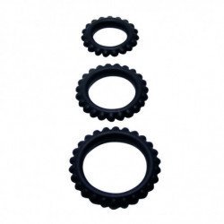 BAILE - TITAN SET 3 PIEZAS ANILLO PARA PENE NEGRO 2.8 + 2.4 + 1.9 CM