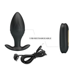PRETTY LOVE - REGINA ANAL TAPON VIBRADOR RECARGABLE NEGRO