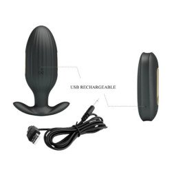 PRETTY LOVE - VIBRADOR ANAL RECARGABLE KELLY PLUG NEGRO