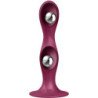 SATISFACTOR - DILDO DE SILICONA DE DOBLE BOLA-R GRANATE