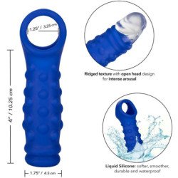 CALEXOTICS - Funda para pene con cuentas Admiral, silicona líquida azul