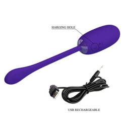 PRETTY LOVE - HUEVO VIBRATORIO RECARGABLE E IMPERMEABLE JULIUS, COLOR MORADO