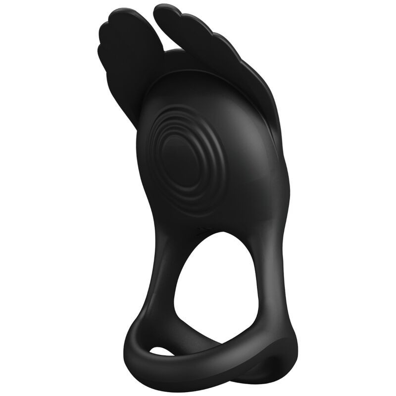 PRETTY LOVE - ANILLO PARA PENE VIBRANTE SILAS 7 VIBRACIONES SILICONA NEGRA