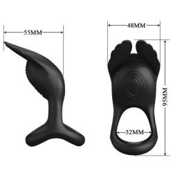 PRETTY LOVE - ANILLO PARA PENE VIBRANTE SILAS 7 VIBRACIONES SILICONA NEGRA