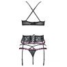 LIVCO CORSETTI FASHION - SNEHANA LC 90443 SUJETADOR + LIGUERO + BRAGUITA NEGRA