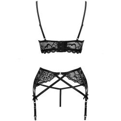LIVCO CORSETTI FASHION - MORIDAM LC 90552 SUJETADOR + LIGUERO + BRAGUITA NEGRO L/XL