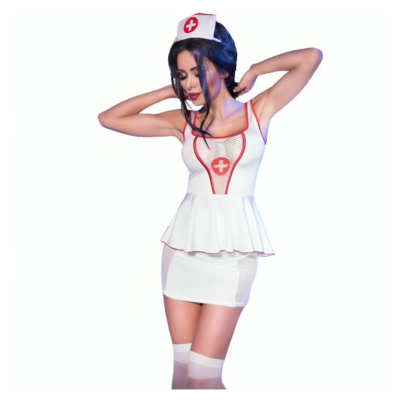 CHILIROSE - CR 4160 DISFRAZ TOP Y FALDA ENFERMERA L/XL