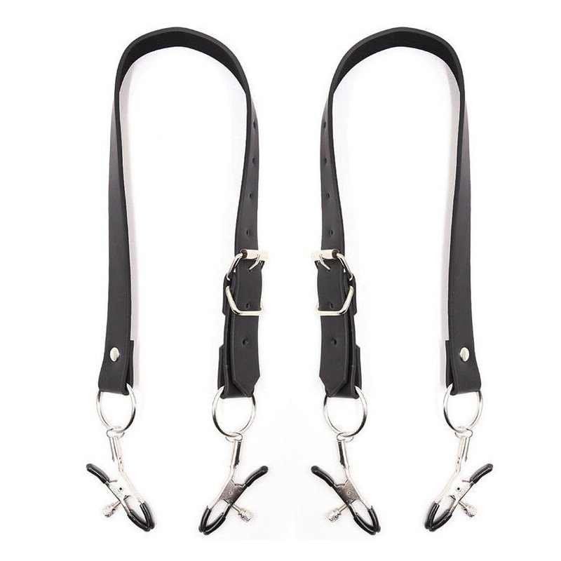 OHMAMA FETISH - PINZAS PARA EL CLÍTORIS CON CORREAS PARA LAS PIERNAS
