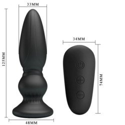 MR PLAY - POTENTE VIBRADOR CON CONTROL REMOTO Y TAPÓN ANAL NEGRO