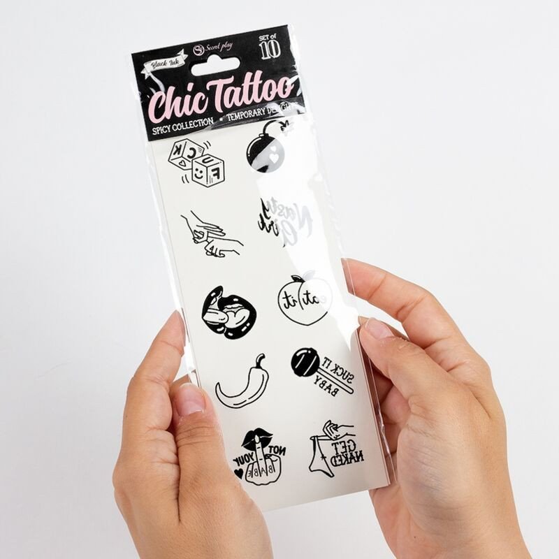 JUEGO SECRETO - CONJUNTO DE 10 TATUAJES TEMPORALES DE LA COLECCIÓN PICANTE