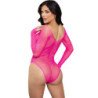 LEG AVENUE - BODY DE MANGA LARGA CRISTALIZADO FUCSIA