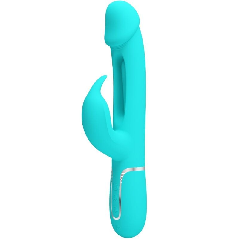 PRETTY LOVE - VIBRADOR MULTIFUNCIÓN 3 EN 1 KAMPAS RABBIT CON LENGUA VERDE AGUA