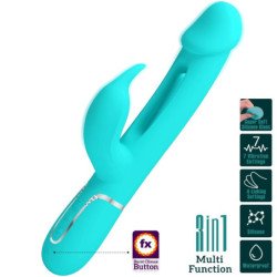 PRETTY LOVE - VIBRADOR MULTIFUNCIÓN 3 EN 1 KAMPAS RABBIT CON LENGUA VERDE AGUA