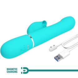 AMOR PRECIOSO - VIBRADOR CON FORMA DE CONEJO CON PERLAS VERDE AGUA