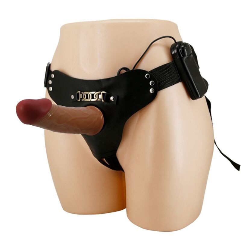 PRETTY LOVE - HARNESS BRIEFS STARKS VIBRACIÓN MULTI-VELOCIDAD DILDO 17,5 CM MORENO