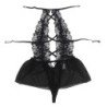 SUBBLIME - TEDDY CON CUELLO HALTER Y ESPALDA DESNUDA, DE ENCAJE, NEGRO, S/M