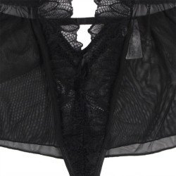 SUBBLIME - TEDDY CON CUELLO HALTER Y ESPALDA DESNUDA, DE ENCAJE, NEGRO, S/M