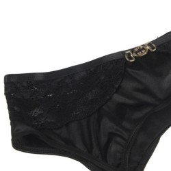 SUBBLIME - CONJUNTO DE 3 PIEZAS SUJETADOR + TANGA + LIGUERO DE ENCAJE NEGRO TALLA S/M