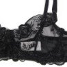 SUBBLIME - CONJUNTO DE 3 PIEZAS SUJETADOR + TANGA + LIGUERO ESTAMPADO FLORAL NEGRO TALLA S/M