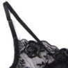 SUBBLIME - CONJUNTO DE 3 PIEZAS SUJETADOR + TANGA + LIGUERO ESTAMPADO FLORAL NEGRO TALLA S/M