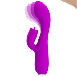 PRETTY LOVE - VIBRADOR RECARGABLE GLORIA CON FORMA DE CONEJO - IMPERMEABLE, COLOR MORADO