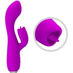 PRETTY LOVE - VIBRADOR RECARGABLE GLORIA CON FORMA DE CONEJO - IMPERMEABLE, COLOR MORADO
