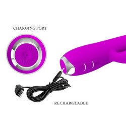 PRETTY LOVE - VIBRADOR RECARGABLE GLORIA CON FORMA DE CONEJO - IMPERMEABLE, COLOR MORADO