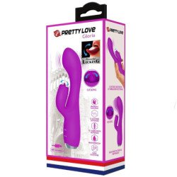 PRETTY LOVE - VIBRADOR RECARGABLE GLORIA CON FORMA DE CONEJO - IMPERMEABLE, COLOR MORADO