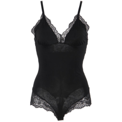 SUBBLIME - Teddy negro con detalles de encaje floral, talla S/M