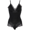SUBBLIME - Teddy negro con detalles de encaje floral, talla S/M