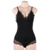 SUBBLIME - Teddy negro con detalles de encaje floral, talla L/XL
