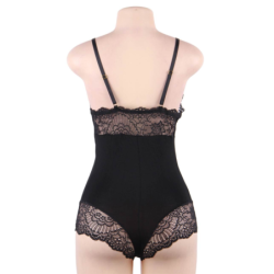 SUBBLIME - Teddy negro con detalles de encaje floral, talla L/XL