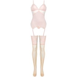LIVCO CORSETTI FASHION - PERSINNE PEACH SET CORSET + PANTY + MEDIAS L/XL