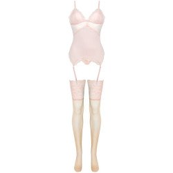 LIVCO CORSETTI FASHION - PERSINNE PEACH SET CORSET + PANTY + MEDIAS S/M