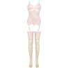 LIVCO CORSETTI FASHION - PERSINNE PEACH SET CORSET + PANTY + MEDIAS S/M