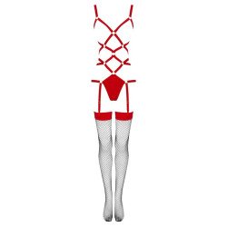 LIVCO CORSETTI FASHION - THIARA LC 20213 CONJUNTO DE BODY + MEDIAS ROJO L/XL