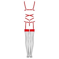 LIVCO CORSETTI FASHION - THIARA LC 20213 SET BODY + MEDIAS ROJA L/XL