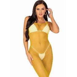 LEG AVENUE - VESTIDO LARGO DE RED AMARILLO TALLA ÚNICA