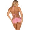 LEG AVENUE - CONJUNTO DE TRES PIEZAS CON DIAMANTES ROSA TALLA M/L