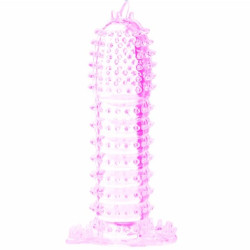 BAILE - FUNDA PARA EL PENE CON PUNTOS ESTIMULANTES ROSAS 14 CM