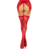 LEG AVENUE - MEDIAS ALTAS DE ENCAJE Y LIGUERO ROJO